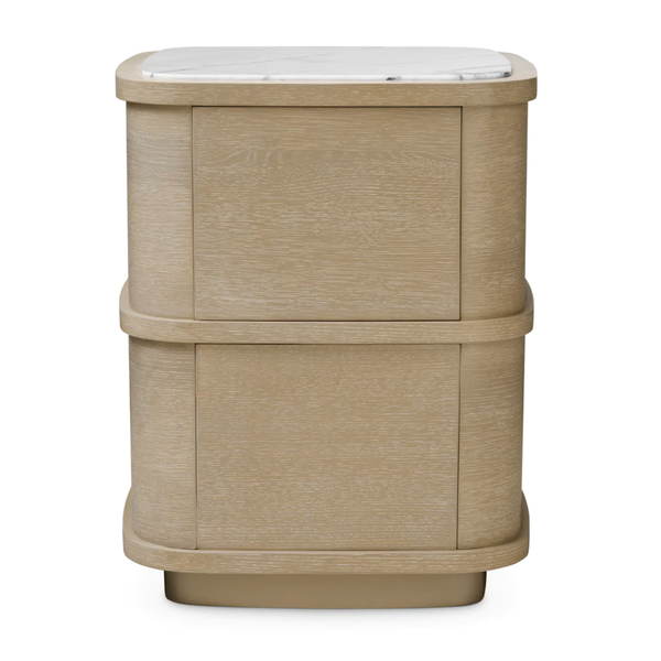 Cabana Nightstand - Washed Oak Veneer/Bianco Lilac Marble, 19.69"W