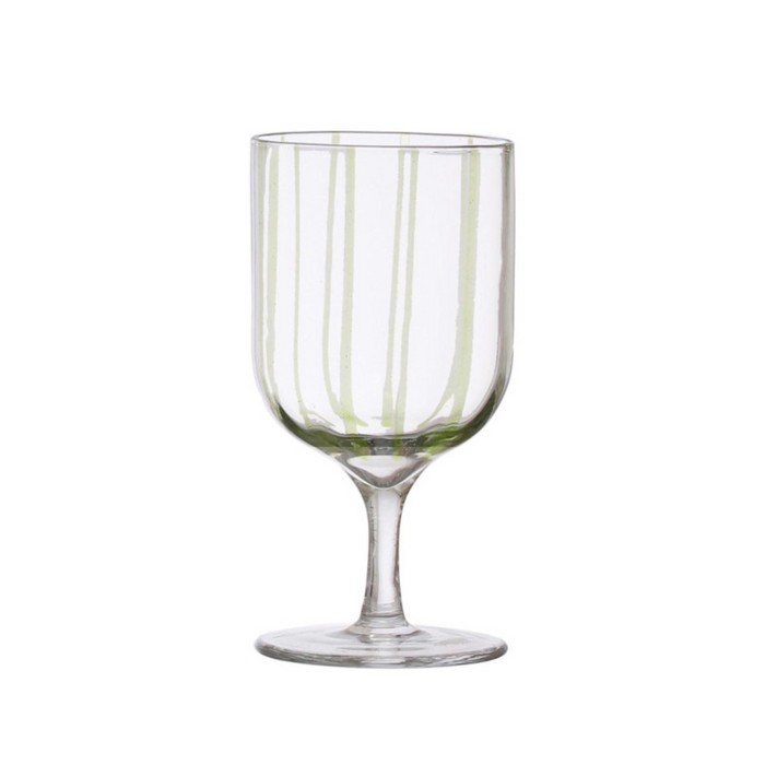 Hand-Painted Wine Glass w/ Stripes, 14 oz, Yellow