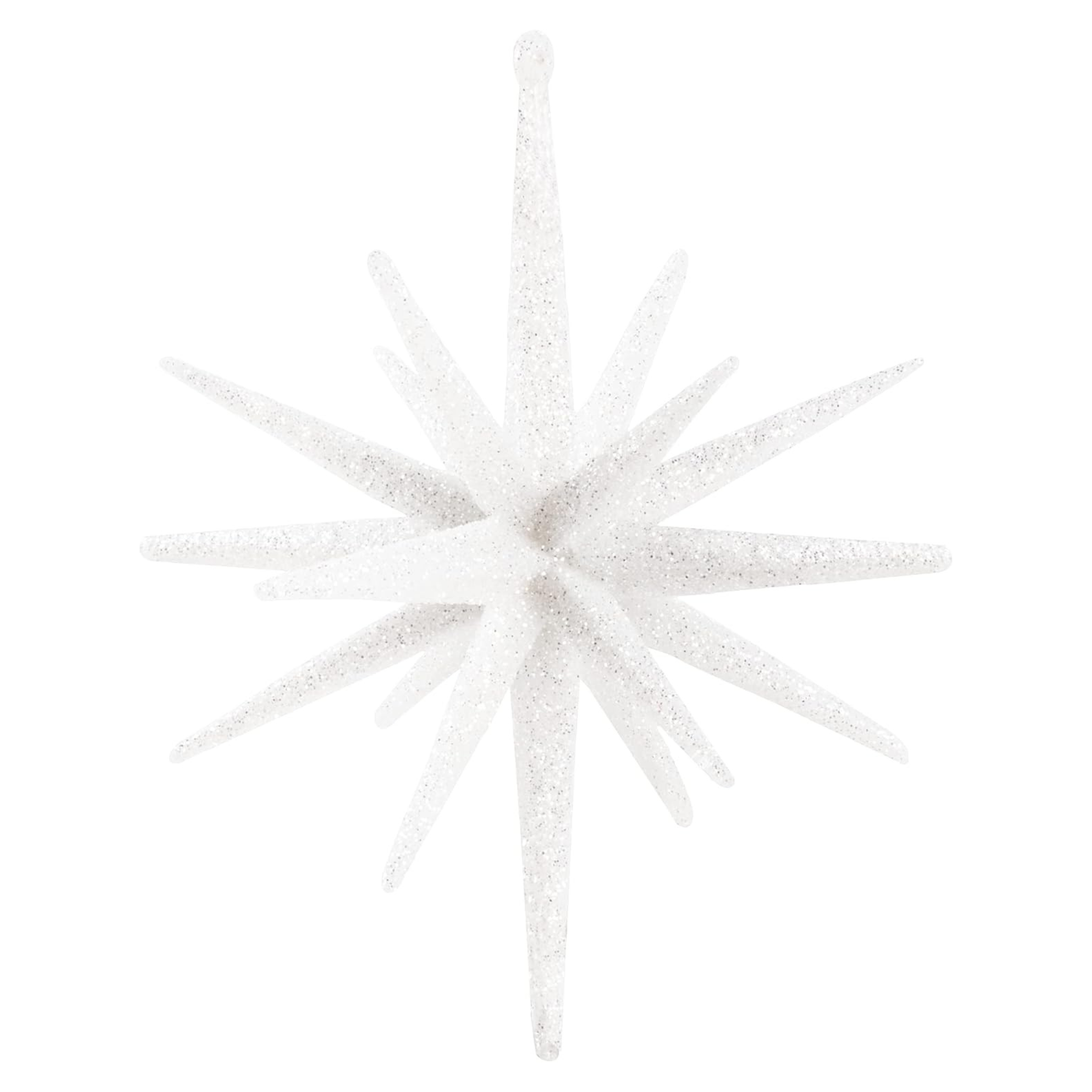 White Glittered Large Star Ornament, 6"