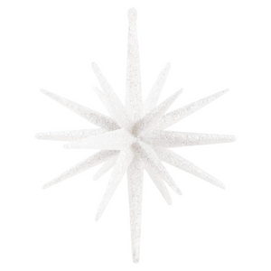 White Glittered Large Star Ornament, 6"