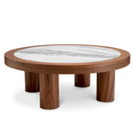 Presedio Coffee Table - Walnut Veneer/Bianco Lilac Marble, 39.37"Dia