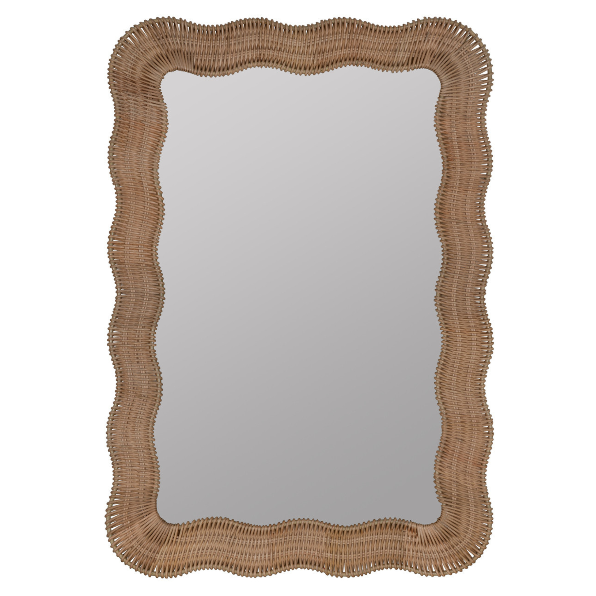 Scalloped Linden Mirror, Natural Rattan, 40" x 28"