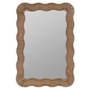 Scalloped Linden Mirror, Natural Rattan, 40" x 28"