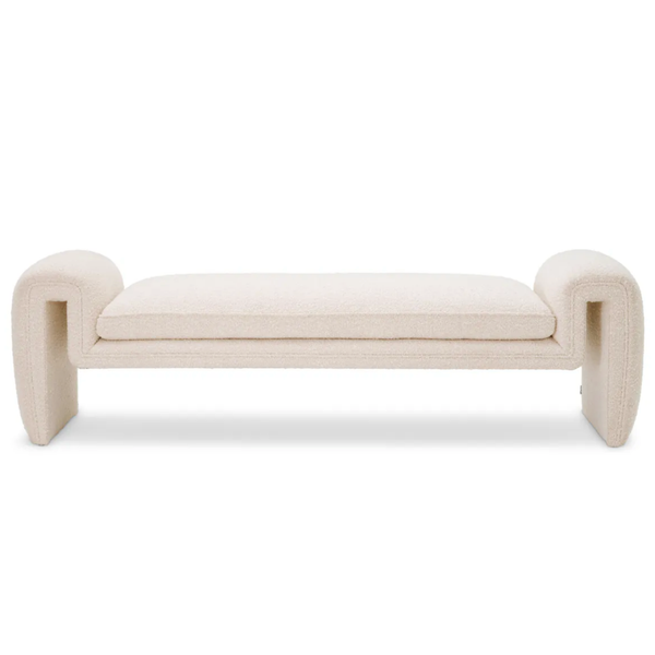 Tondo Bench - Boucle Cream, 69.69" W x 17.32"D