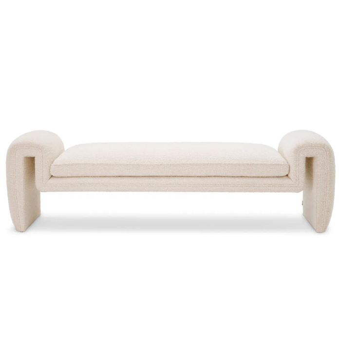 Tondo Bench - Boucle Cream, 69.69" W x 17.32"D