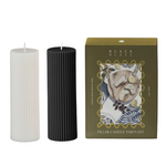 Wide Column Pillar Candle Party Set, Black / White