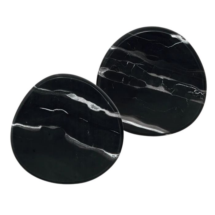 Stone Coaster Set of 2, Black Silver