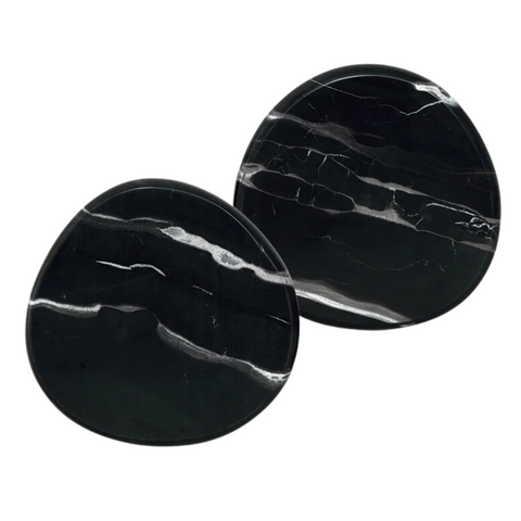 Stone Coaster Set of 2, Black Silver