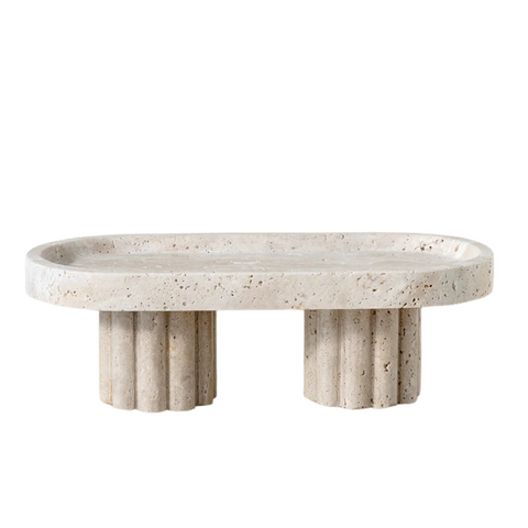 Column Tray, Oval / Travertine