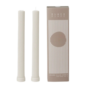 Column Pillar Candle Duo, White