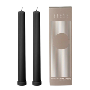 Column Pillar Candle Duo, Black