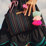 Black Cay Bag with Gold Strap