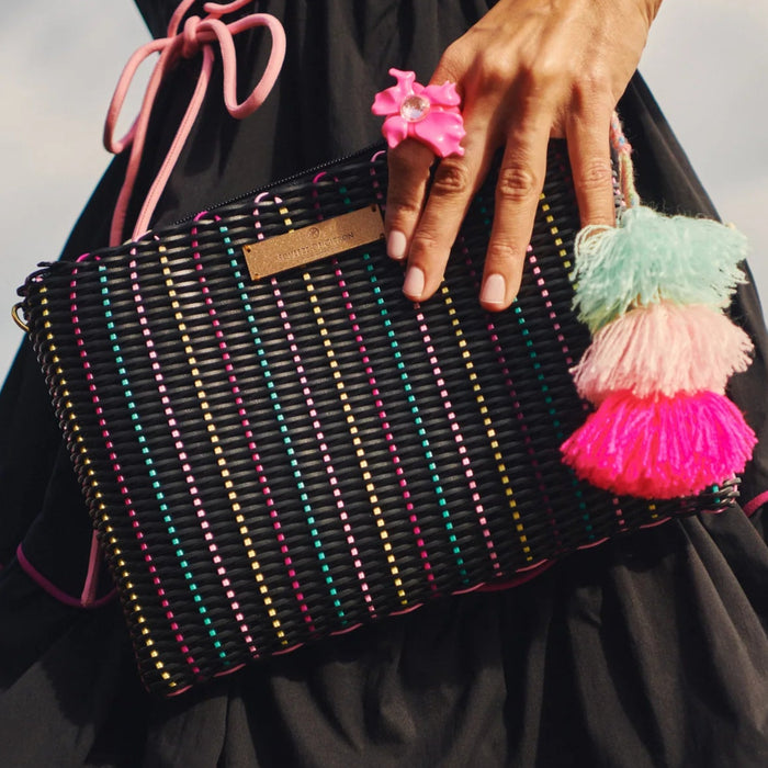 Black Cay Bag with Gold Strap