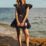 Black Cay Bag with Gold Strap