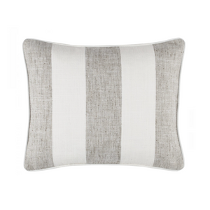 Awning Stripe Indoor/Outdoor Pillow- Gray, 16" x 20" Lumbar