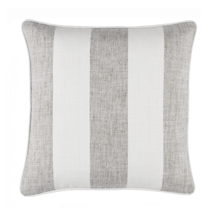 Awning Stripe Indoor/Outdoor Pillow- Gray, 20" x 20"