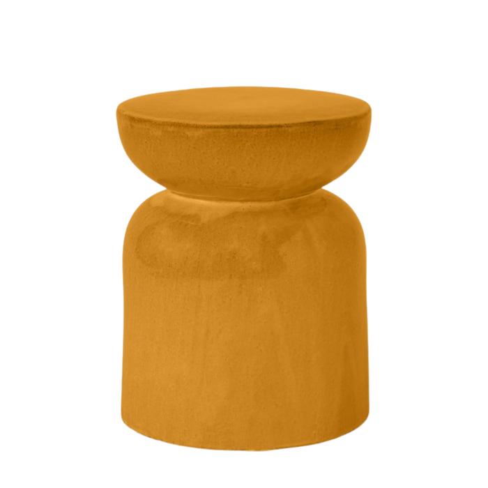 Loxias Outdoor Stool - Saffron Gold Stoneware, 14" Dia