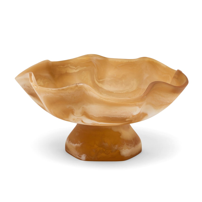 Cara Fruit Bowl - Amber Swirled, 14"Dia