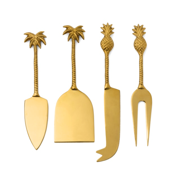 Crawford Polished Gold Cheese Knives, S/4