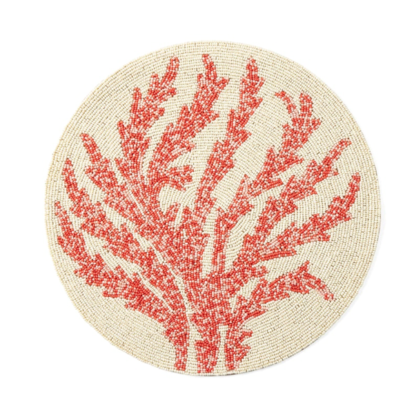 Alana Red Coral Round Placemat S/4, 15"Dia