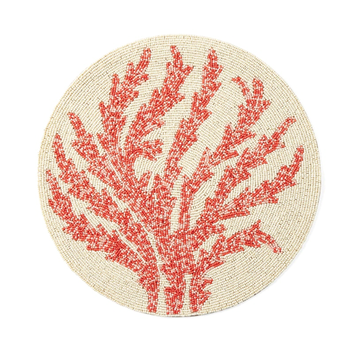 Alana Red Coral Round Placemat S/4, 15"Dia
