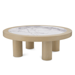 Presedio Coffee Table, Washed Oak Veneer/Bianco Lilac Marble, 39.37"Dia