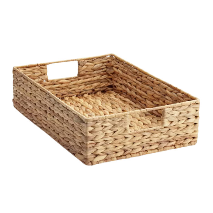 Large Water Hyacinth Serving Tray with Handles, 15.38" X 10.25"