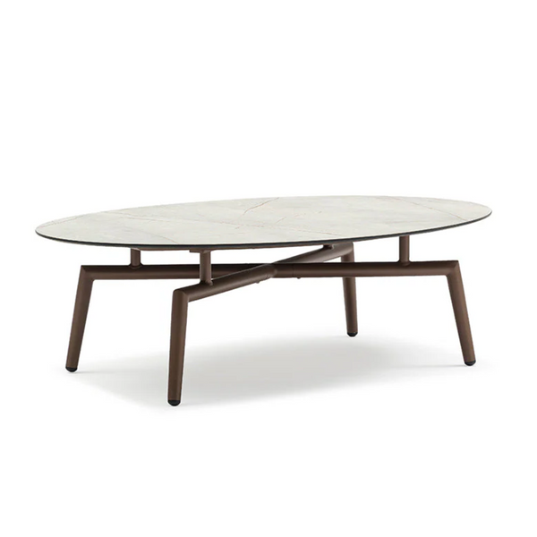 Enjoy Coffee Table, 40" W x 30" D x 14" H, Bronze Aluminum / Oyster Marble HPL