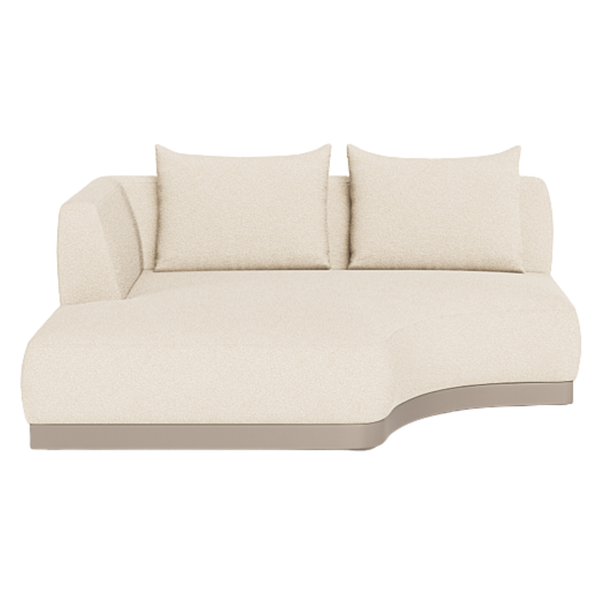 Amalfi Curved Chaise, Left Arm - Aluminium Taupe/Riviera Sand, 65.6"W