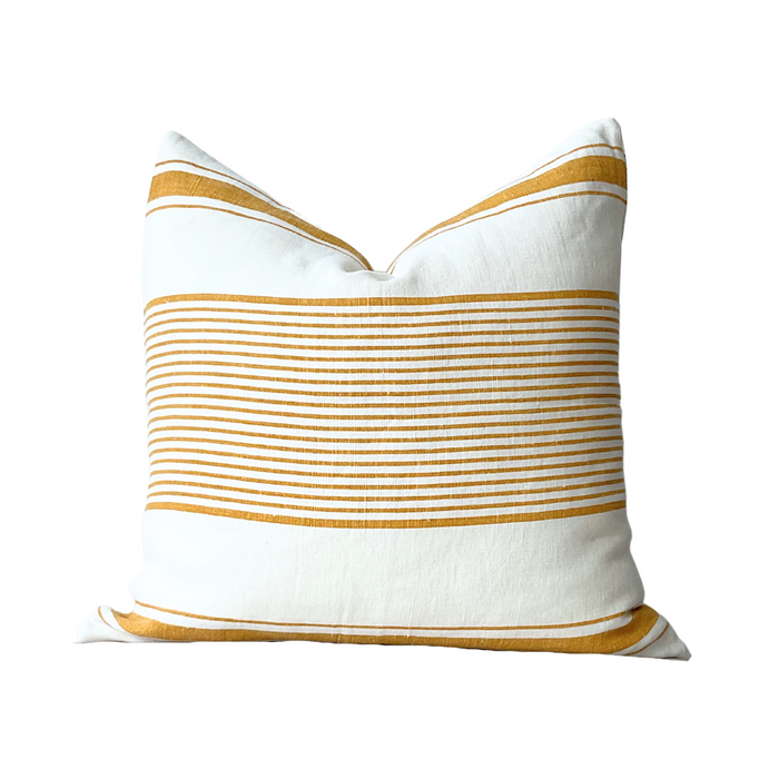 Milo Stripe Pillow - Ochre, 22" x 22"