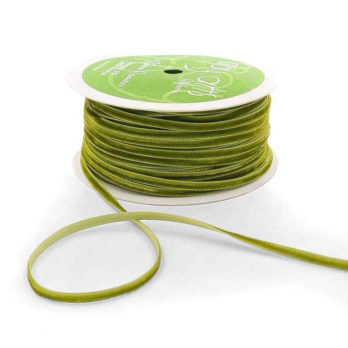 0.125" Sweetpea Green Velvet Ribbon