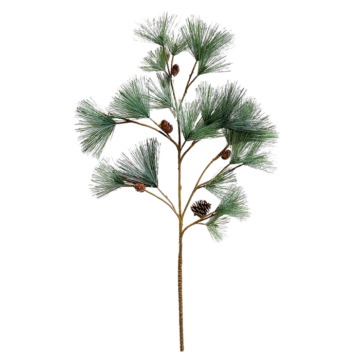 Faux Pine Needle Stem with Pinecones, 38"