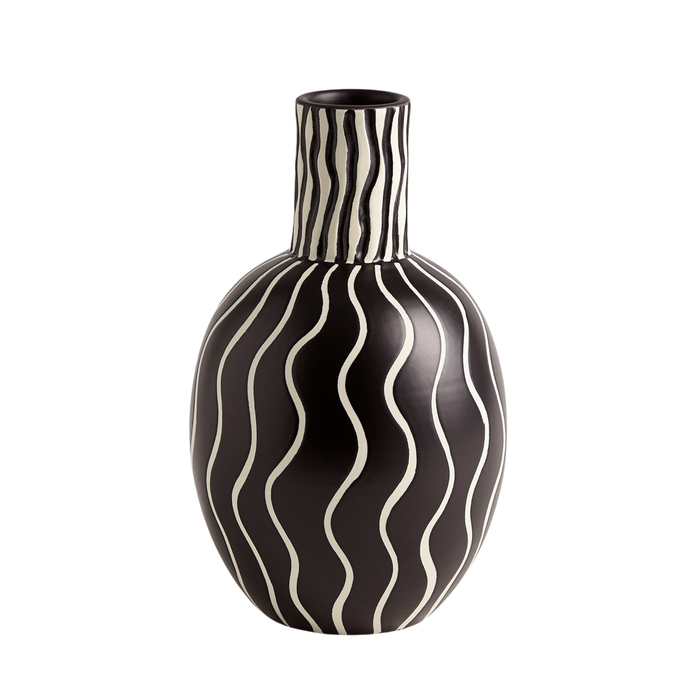 Graphic Gourd Vase, Black/White, 11" H