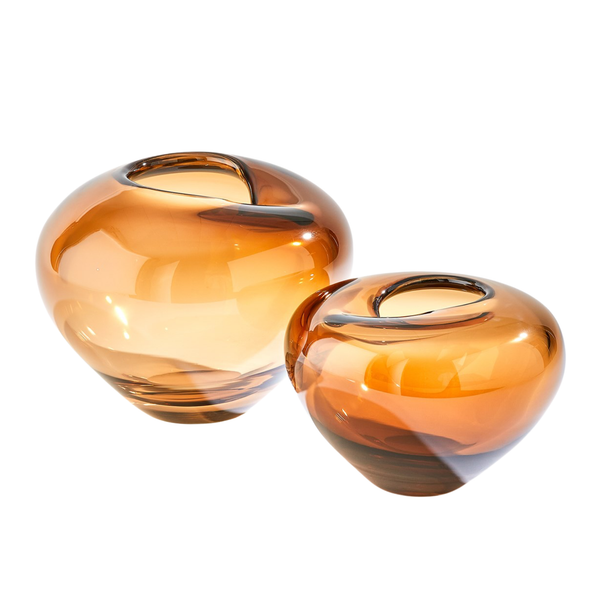 Undulating Vases, Dark Amber, 2 Sizes
