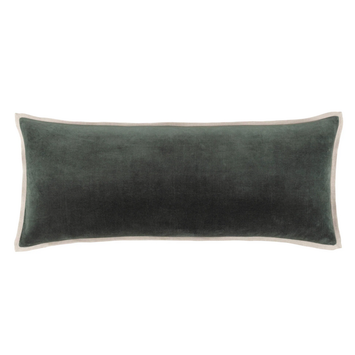 Gehry Velvet/Linen Decorative Pillow, Everglade, 16" x 40", Lumbar