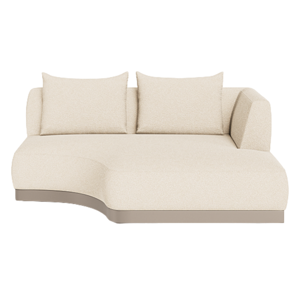 Amalfi Curved Chaise, Right Arm - Aluminium Taupe/Riviera Sand, 65.6"W