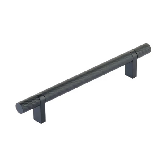 Select Bar Knurled Cabinet Pull, Flat Black, 6"