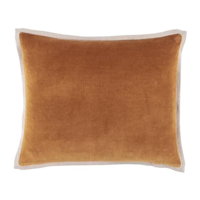 Gehry Velvet/Linen Decorative Pillow, Caramel, 16" Lumbar
