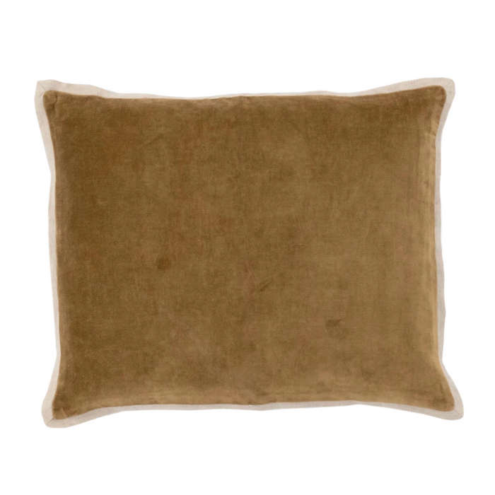 Gehry Velvet/Linen Decorative Pillow, Sand, 16" Lumbar