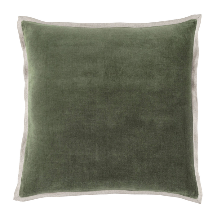 Gehry Velvet/Linen Decorative Pillow, Sage, 22" x 22"