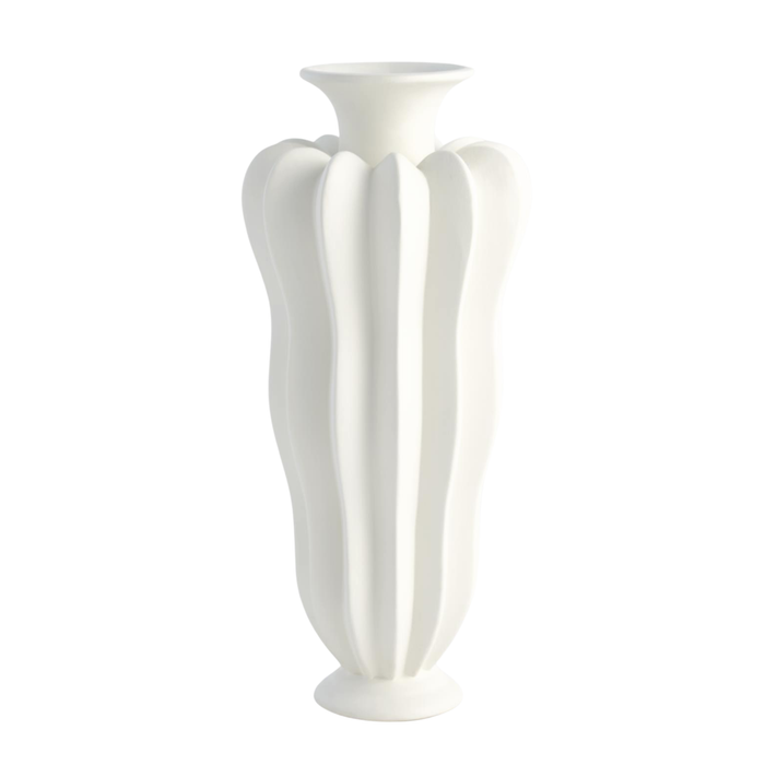 Spicchi Line Vase, Matte White, 15.5" H
