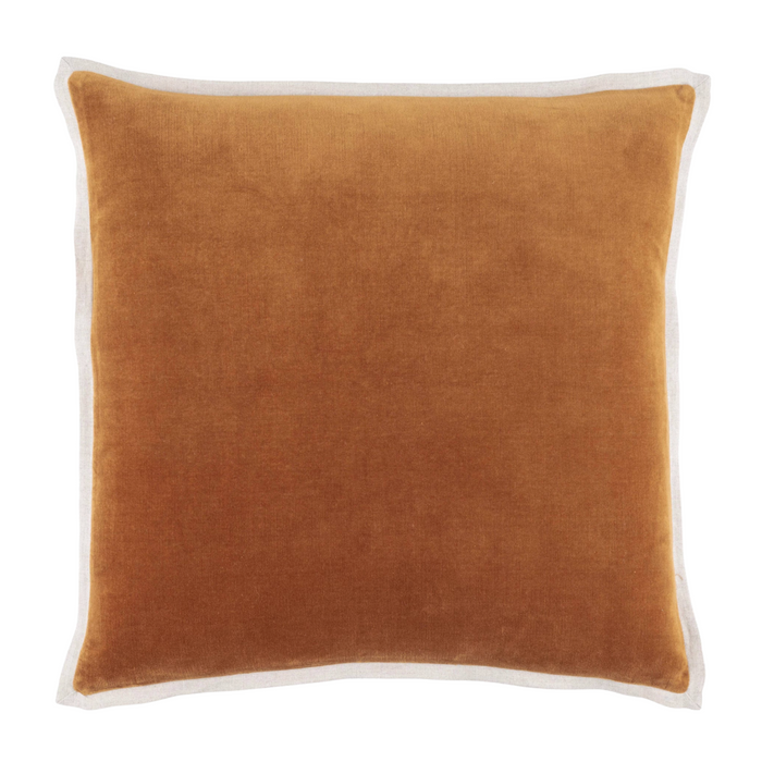 Gehry Velvet/Linen Decorative Pillow, Caramel, 22" x 22"