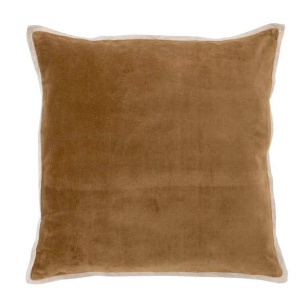 Gehry Velvet/Linen Decorative Pillow, Sand, 22" x 22"