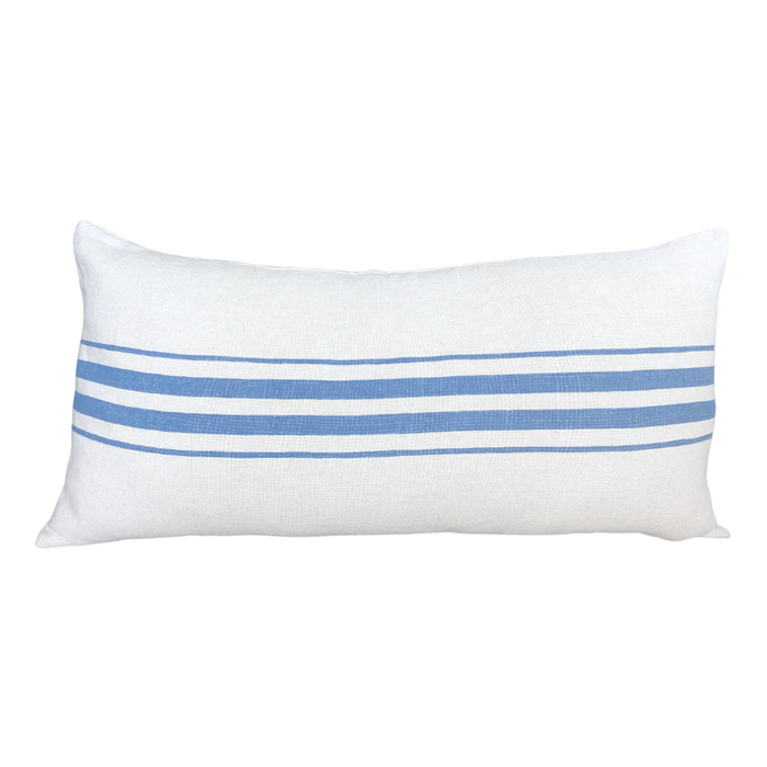 Light Frenchie Stripe on Natural (Lumbar) - French Blue, 16" x 32"