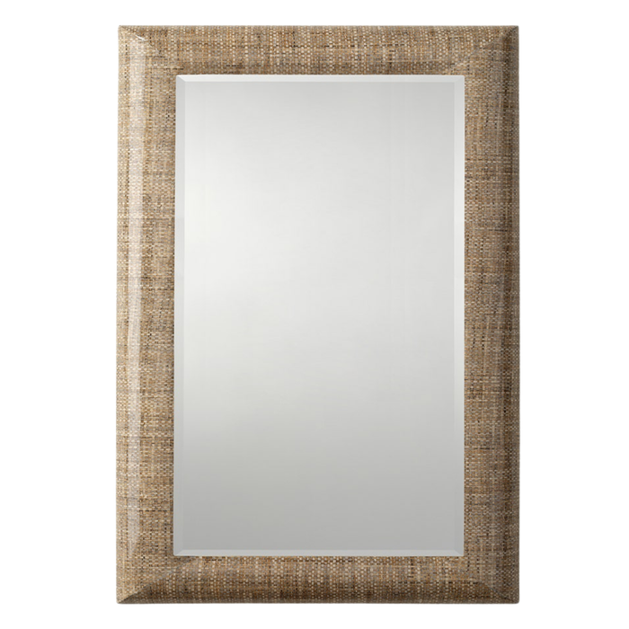 Tilda Mirror, Semi Matte Faux Rattan, 26" W x 38" H