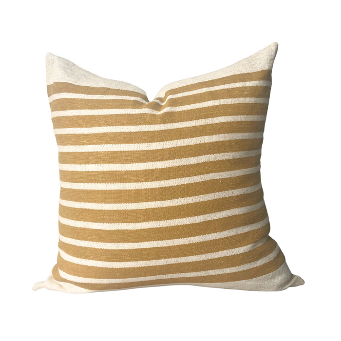 Calvin Stripe on Taupe - Ochre, 22" x 22"