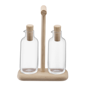 Oil & Vinegar Set with Oak Carrier