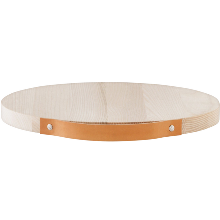 Round Charcuterie Board, Leather Handle, 3 Sizes