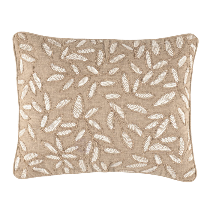 Amelia Embroidered Decorative Pillow, Natural, Lumbar, 16"