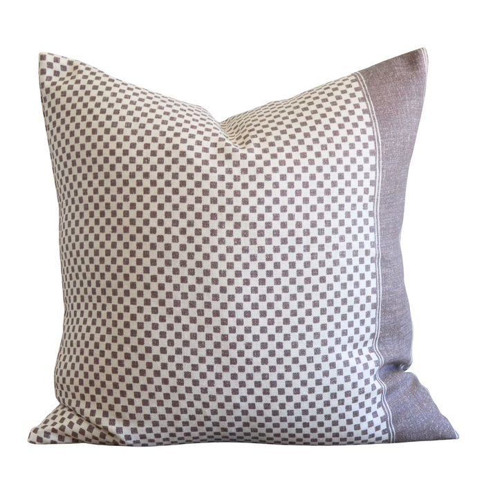 Checkered Pillow, Cocoa, 22" x 22"